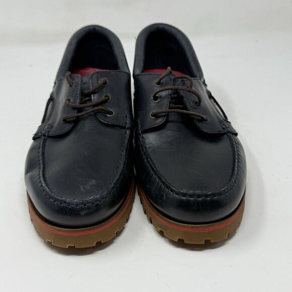 Tommy Hilfiger Lug Sole Boat Shoes Mens 11.5 Blue Leather 3 Eye Chunky Prepcore - Picture 5 of 16